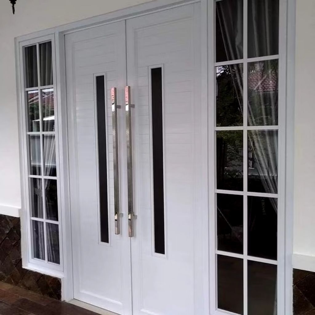Set Pintu Aluminium Uk-T200xL120 + Jendela Ornamen Uk-T150xL50 Bisa Custom Ukuran Free Packing Kayu