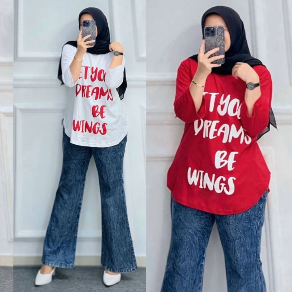 SETCEL JEANS JEVANNI CUTBRAY MERAH PUTIH