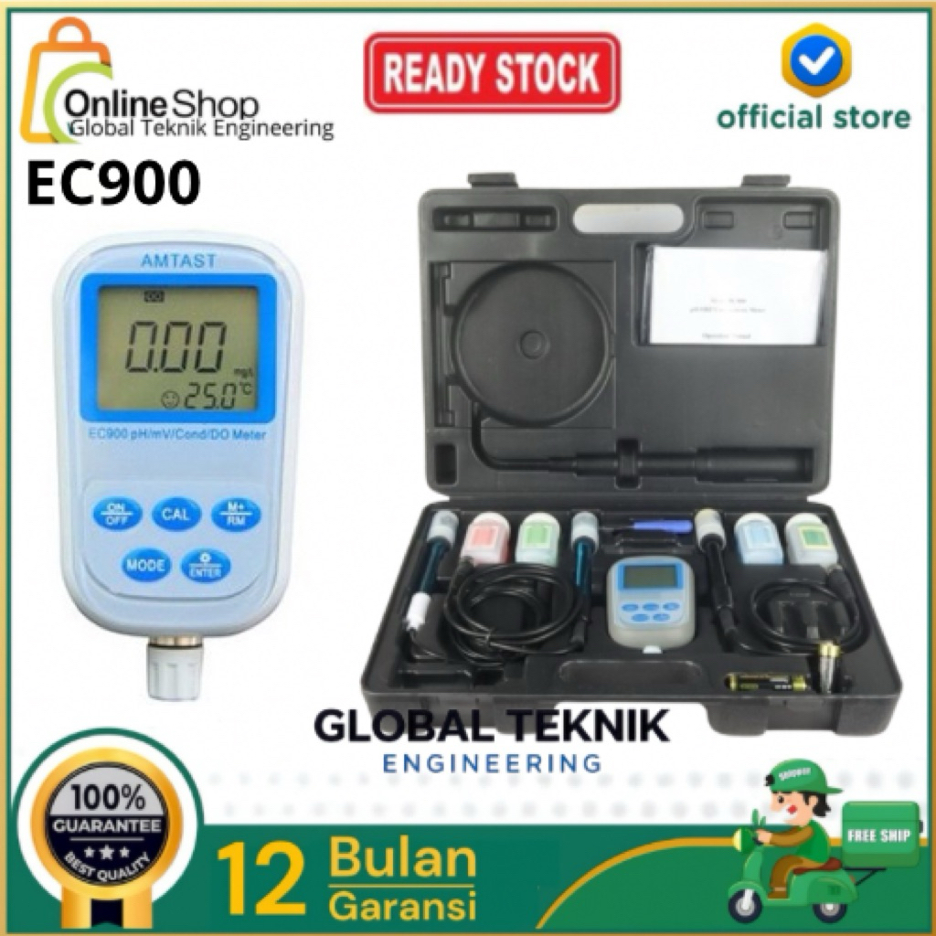 Alat Ukur Kualitas Air AMTAST EC900 EC 900 8in1 pH/mV Konduktivitas/DO