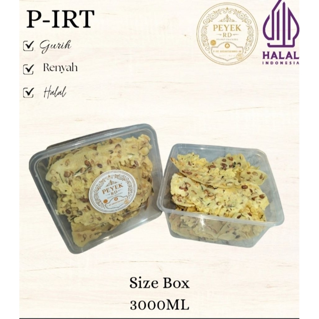

Peyek RD Kemasan box 3000ml ( Gurih & Crispy)