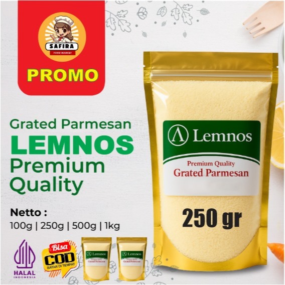 

LEMNOS Keju Parmesan Impor 250gr / Parmesan Premium / Bubuk Repack / Halal