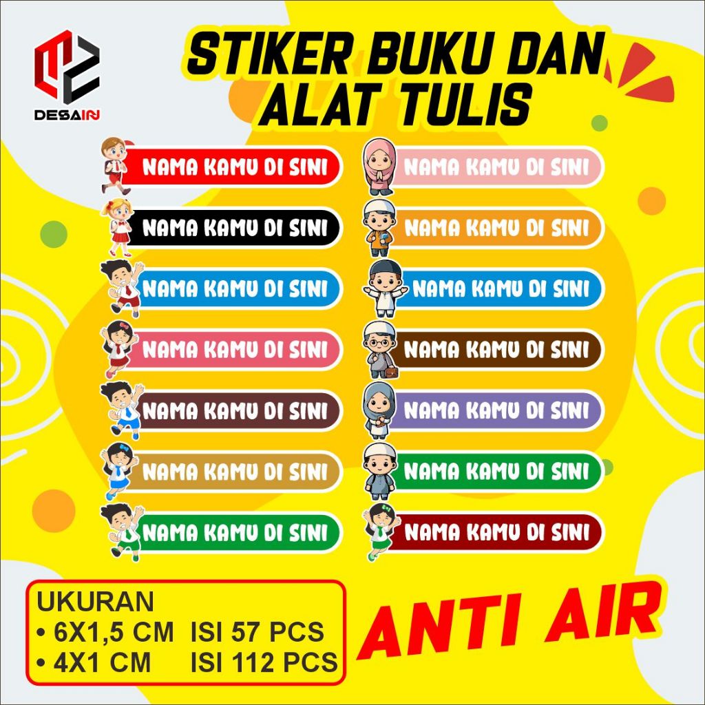 

Stiker label Buku pensil dan peralatan sekolah Anti Air Tidak Luntur