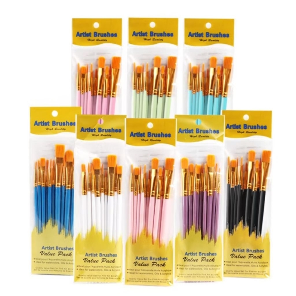 

SET KUAS LUKIS BULU LEMBUT / COD PAINT BRUSH 1SET ISI 10 / KUAS LUKIS ISI 10PCS / 1SET
