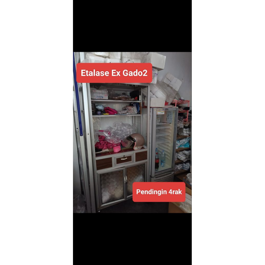 etalase bekas gado2, pendingin minuman 4rak, harga nego