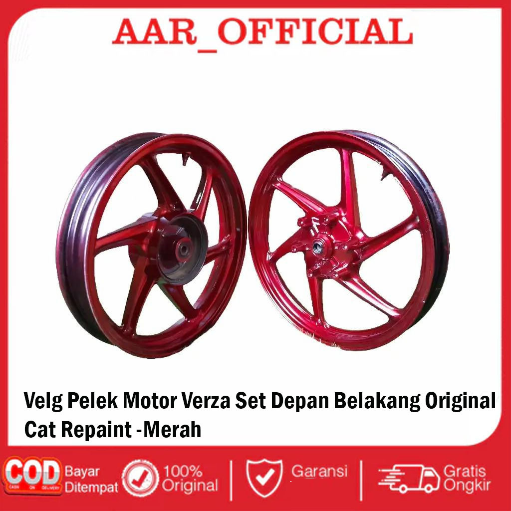 Velg Pelek Motor Verza Depan Belakang Saja Original Copotan -Cat Repaint Merah