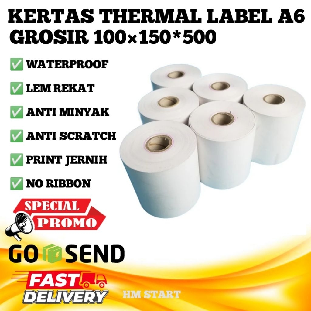 

label thermal roll 100×150 1 roll isi 500 pcs