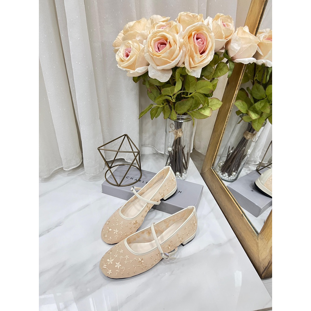 69354A - FLAT SHOES BORDIR WANITA CASUAL SIMPLE ELEGAN TALI TENGAH