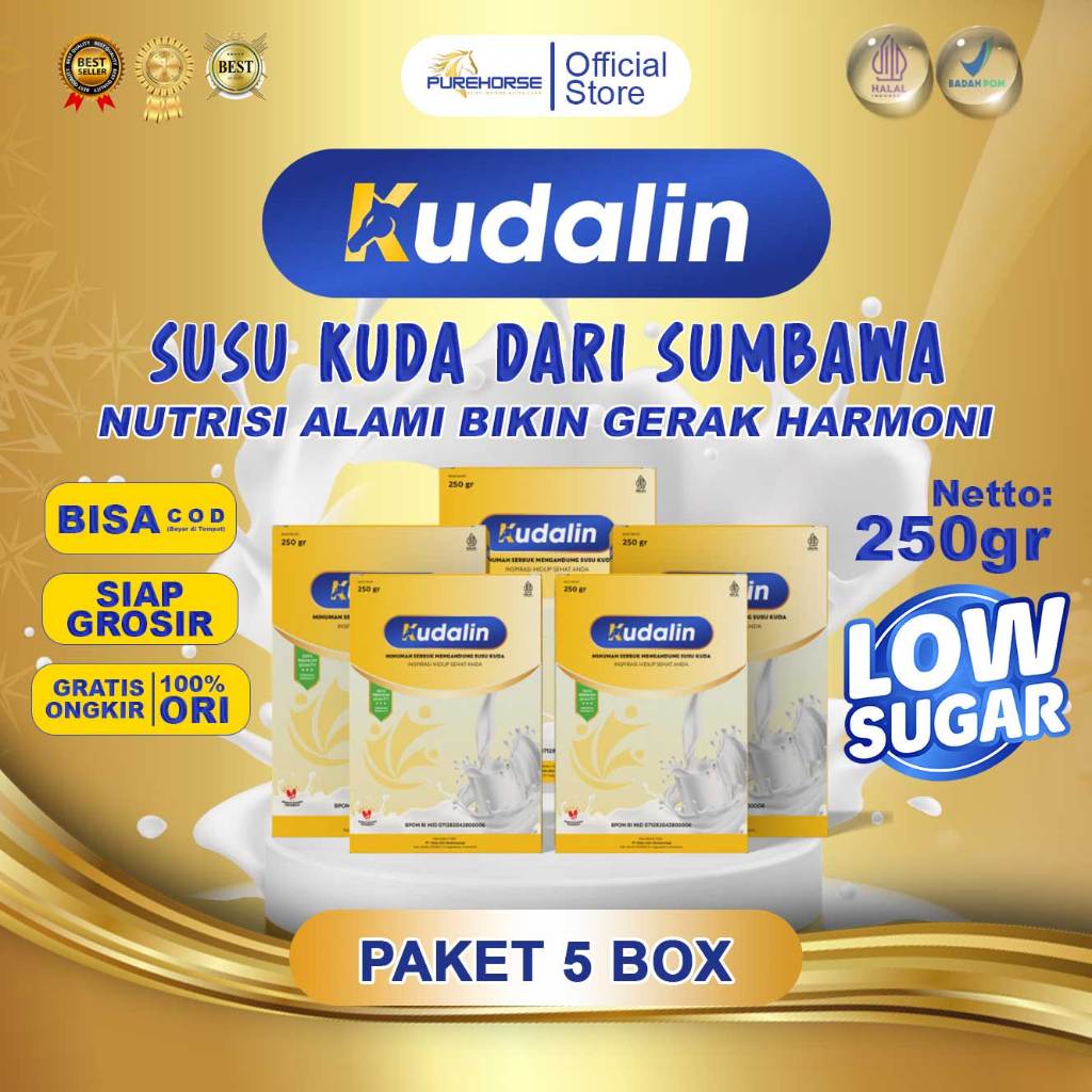 

Kudalin Susu Kuda Untuk Tulang & Sendi Rasa Original Berat 250 Gram/Box Paket 5 Hemat