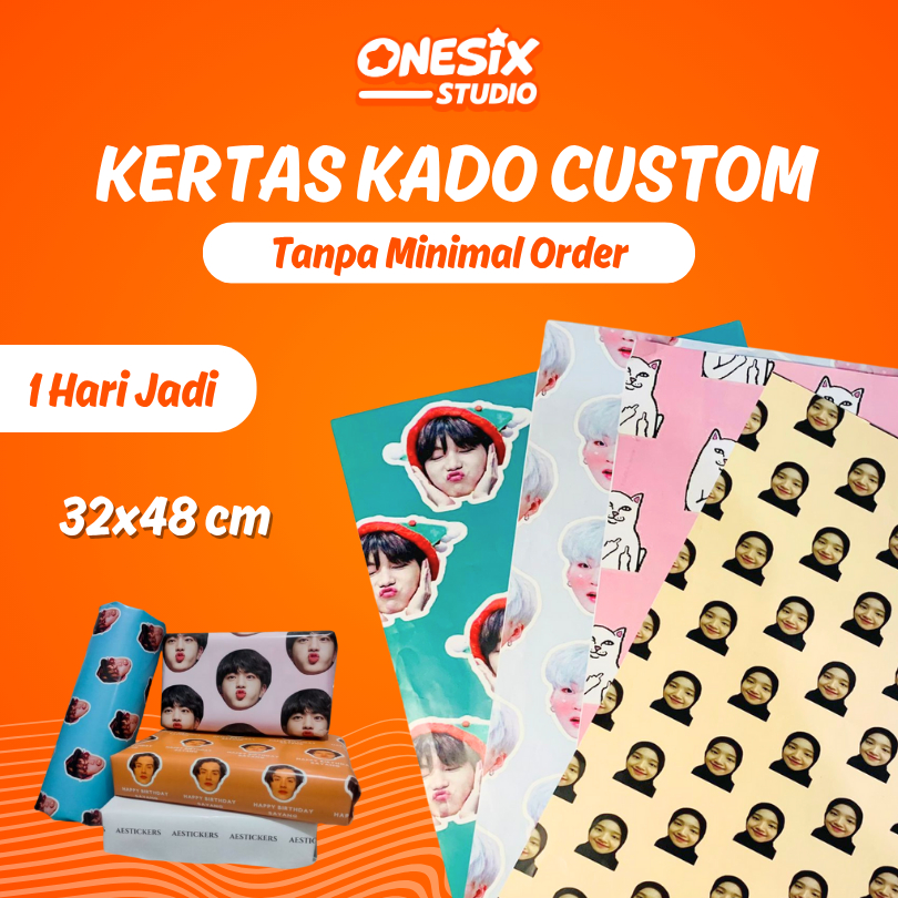 

Kertas Kado Custom Wajah Foto Nama Wrapping Paper Custom Murah Bungkus Kado
