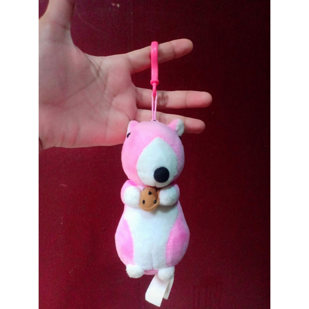 gantungan kunci boneka tupai pink Bono Bono