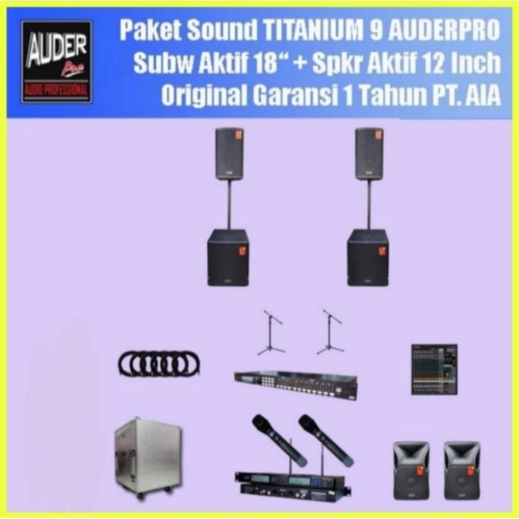Paket sound system karaoke aktif AUDERPRO 12 inch + subwoofer aktif AUDERPRO 18 inch original