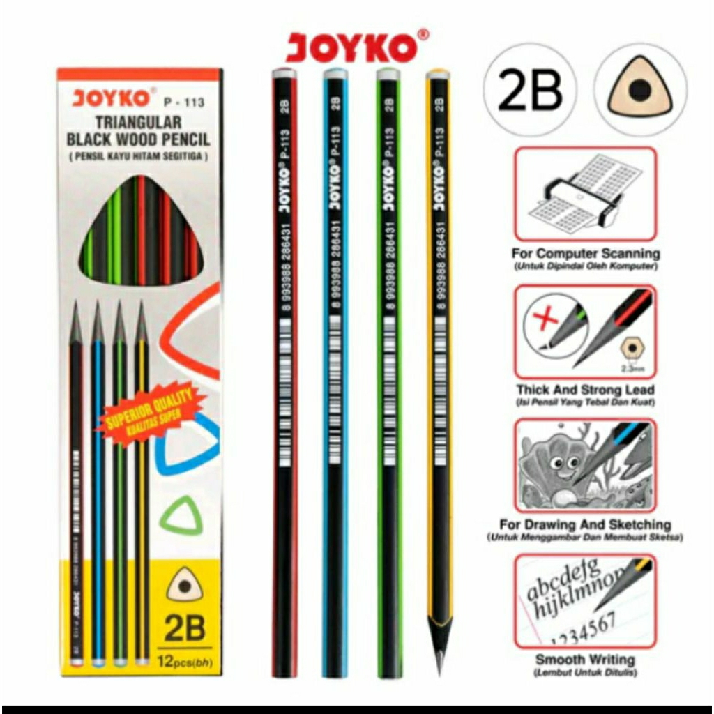 

Pensil joyko triangular (segi tiga) 1 kotak isi 12 pc