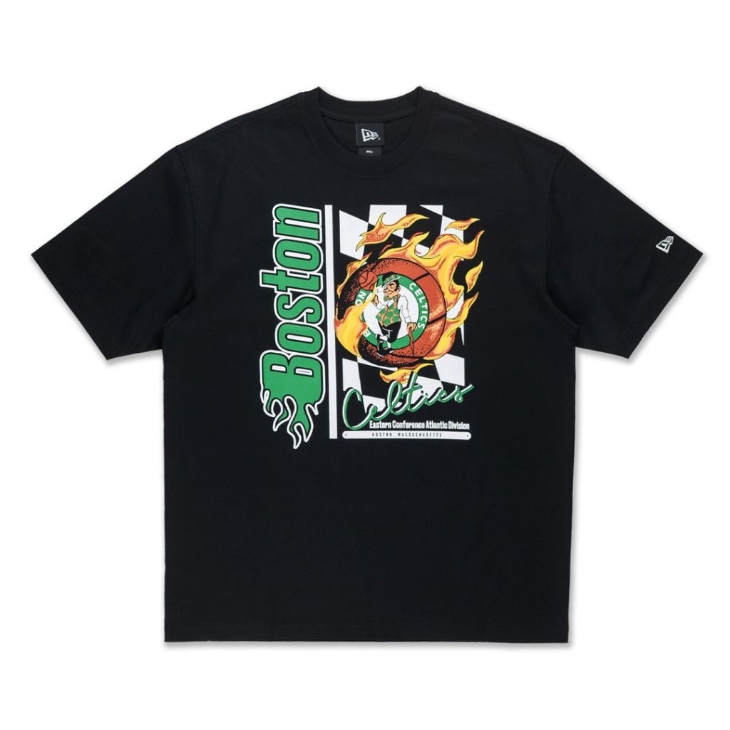 T-Shirt New Era Cap Boston Celtics Flame Graphic Oversized Original