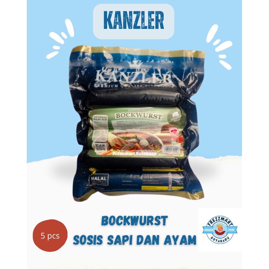 

Sosis KANZLER Bockwurst Sapi Ayam 5 pcs 360 GR Frezzmart Kotabaru