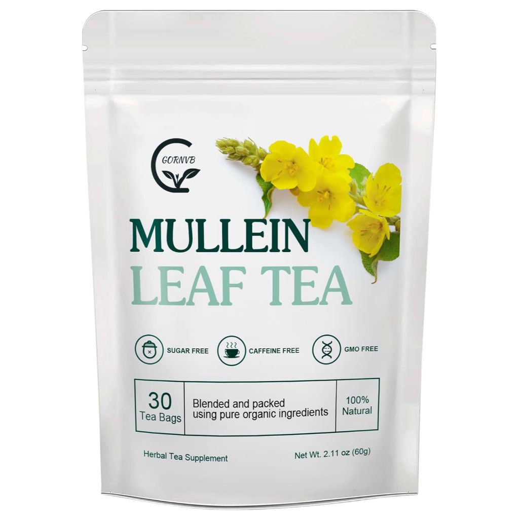 

Mullein Leaf Tea Bags - Lungs Cleanse and Respiratory Support, Herbal Teas, Caffeine Free, 30 Tea Bags