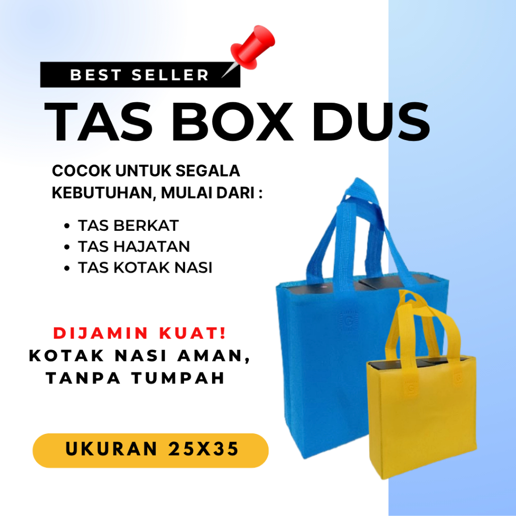 

GOODIE BAG TAS SPUNBOND UKURAN 25X35 (ISI 12 PCS) HARGA PER LUSIN