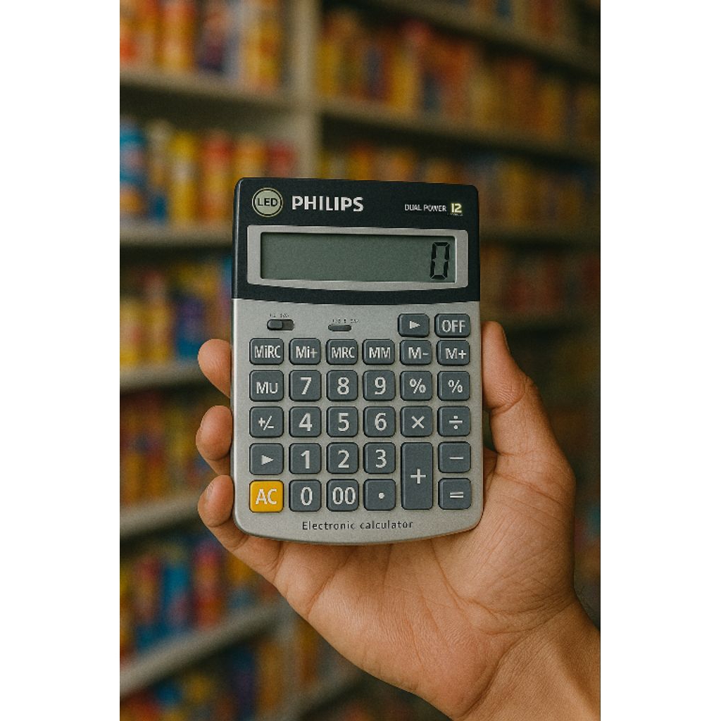 

PHILIPS 12-Digit Dual Power Desktop Calculator – Large Display, Business & Office Use