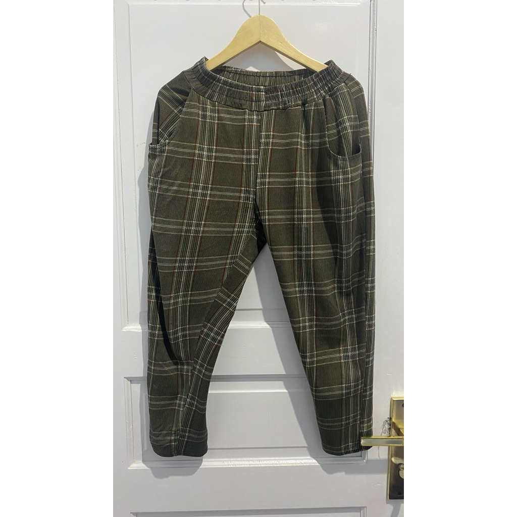 Celana Panjang Jumbo Wanita Celana Kotak Kotak Cewek Big Size Tartan Pants Cewek Motif Terbaru Bahan