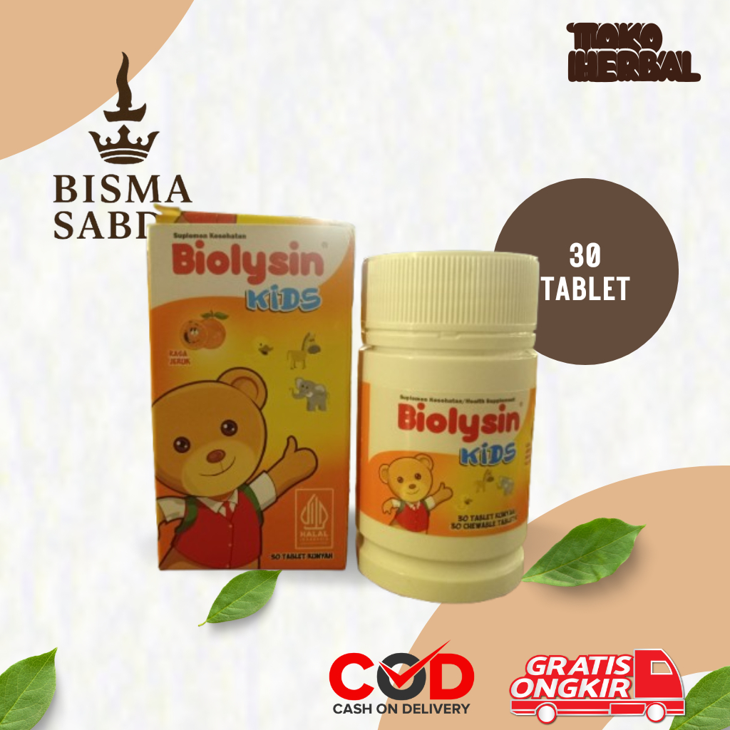 

Biolysin Kids rasa Jeruk Box Isi 30 Tablet / Vitamin & Suplemen Anak Promo - Bisma Sabdo