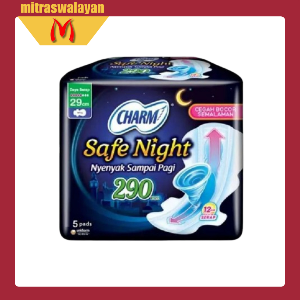 CHARM Safe Night  Pembalut Wanita 29 cm isi 5 Pads