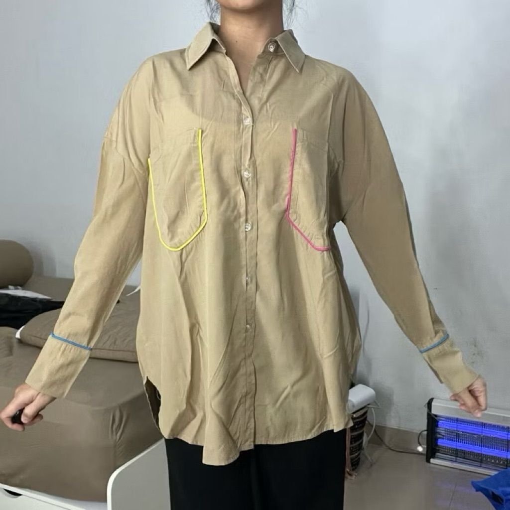 Ninety Nine Oversized Shirt / Baju Kemeja - All Size / Khaki