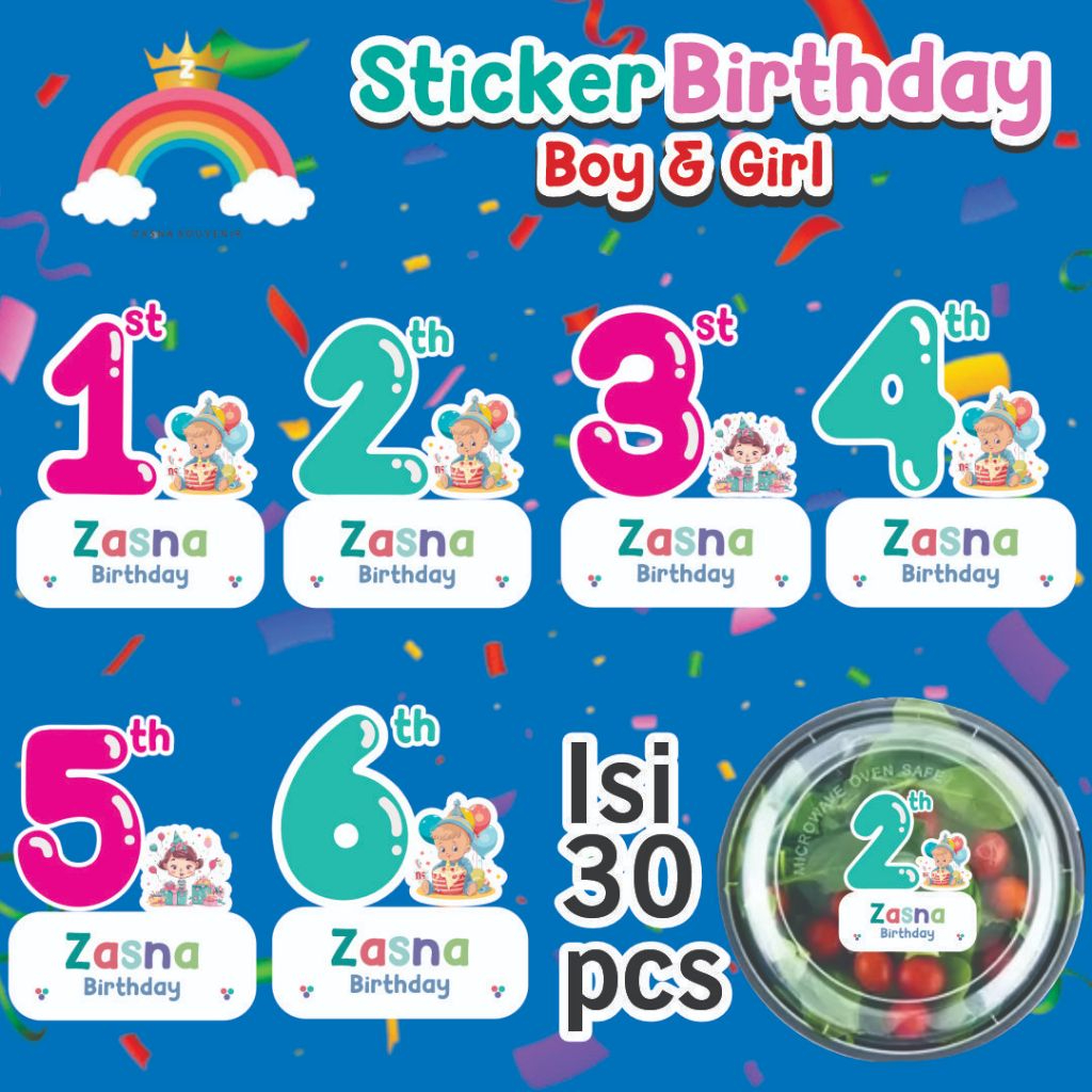 

Isi 30 pcs Sticker Ulang Tahun Anak Sticker Karakter Bento Birthday Sticker Anak souvenir