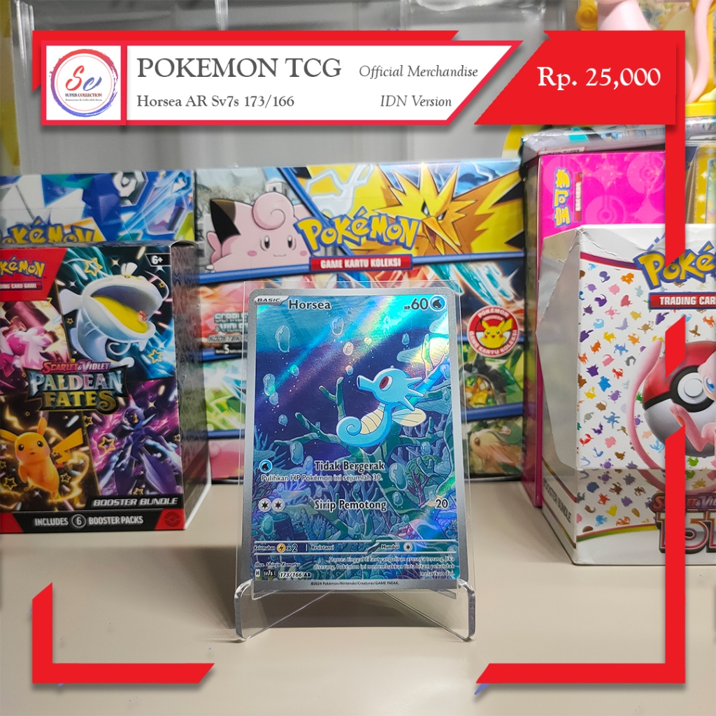 Pokemon Card Official Horsea AR sv7s 173/166 Indonesia Version