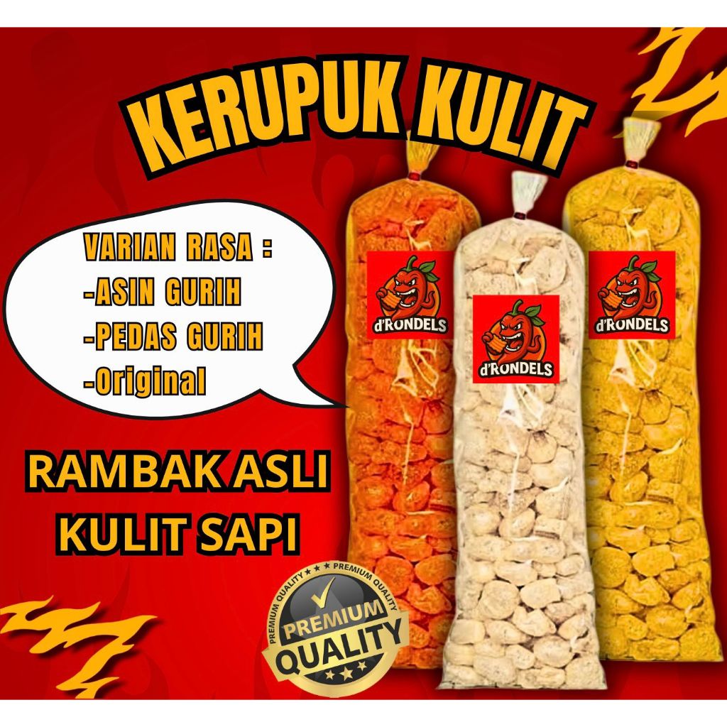 

KERUPUK KULIT SAPI RAMBAK SAPI ASLI DOROKDOK Aneka RASA SUPER RENYAH dan Gurih 1 BAL 200 GR