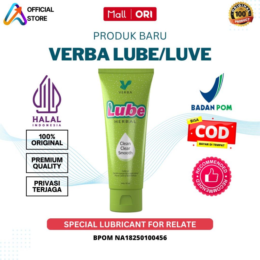LUBE VERBA Pelicin Pelumas Pria Wanita Licin Maksimal Tahan Lama Original Aman BPOM
