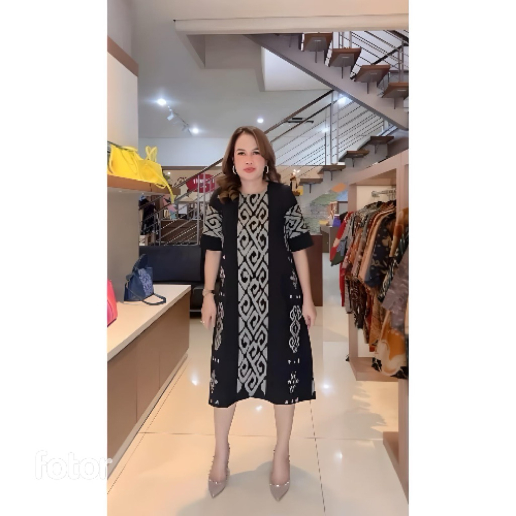 (READY STOK)Enigma Dress Casual Lengan Pendek Dress Midi Tunik Dress Natal Couple Kondangan Kekinian