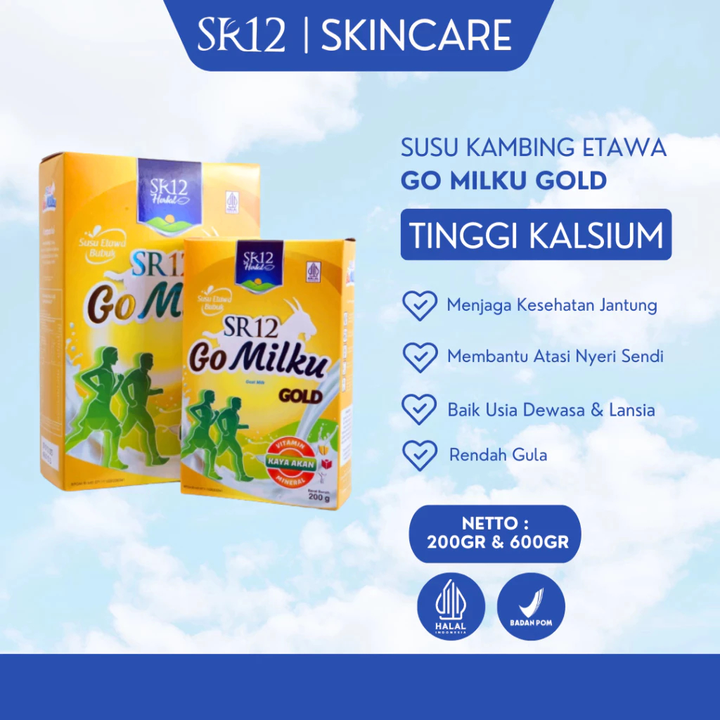 

GO MILKU GOLD SR12 TINGGI KALSIUM RENDAH GULA Bagus Untuk Tulang Dan Persendian HALAL BPOM