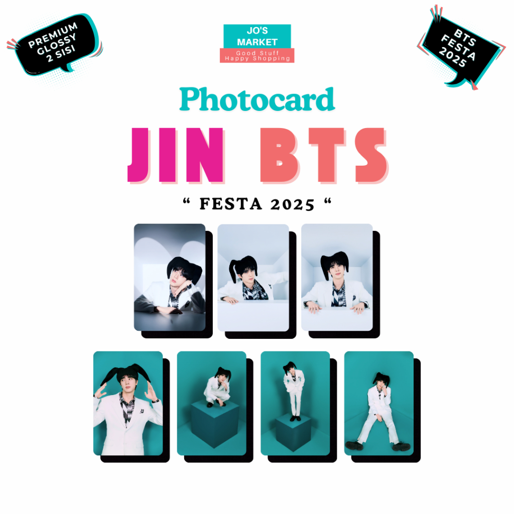 Jo's Market Photocard Unofficial Jin BTS FESTA 2025 KPop PC Koleksi Army Lucu Eksklusif BANGTAN