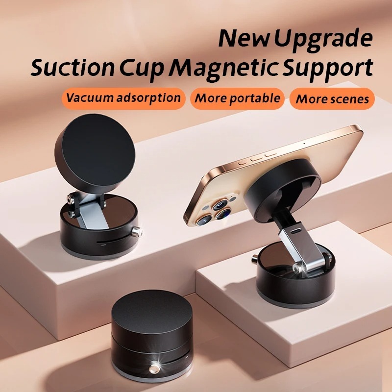 COLMER NEW UPGRADE SUCTION CUP Phone Holder Magsafe Magnetic CAR Stand Mobil Double Ring Foldable Su