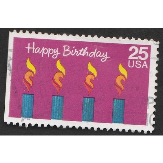 

A 12573 SATU BUAH PRANGKO AMERIKA NOMINAL 25C TEMA HAPPY BIRTHDAY DENGAN KONDISI SDUAH ADA CAP