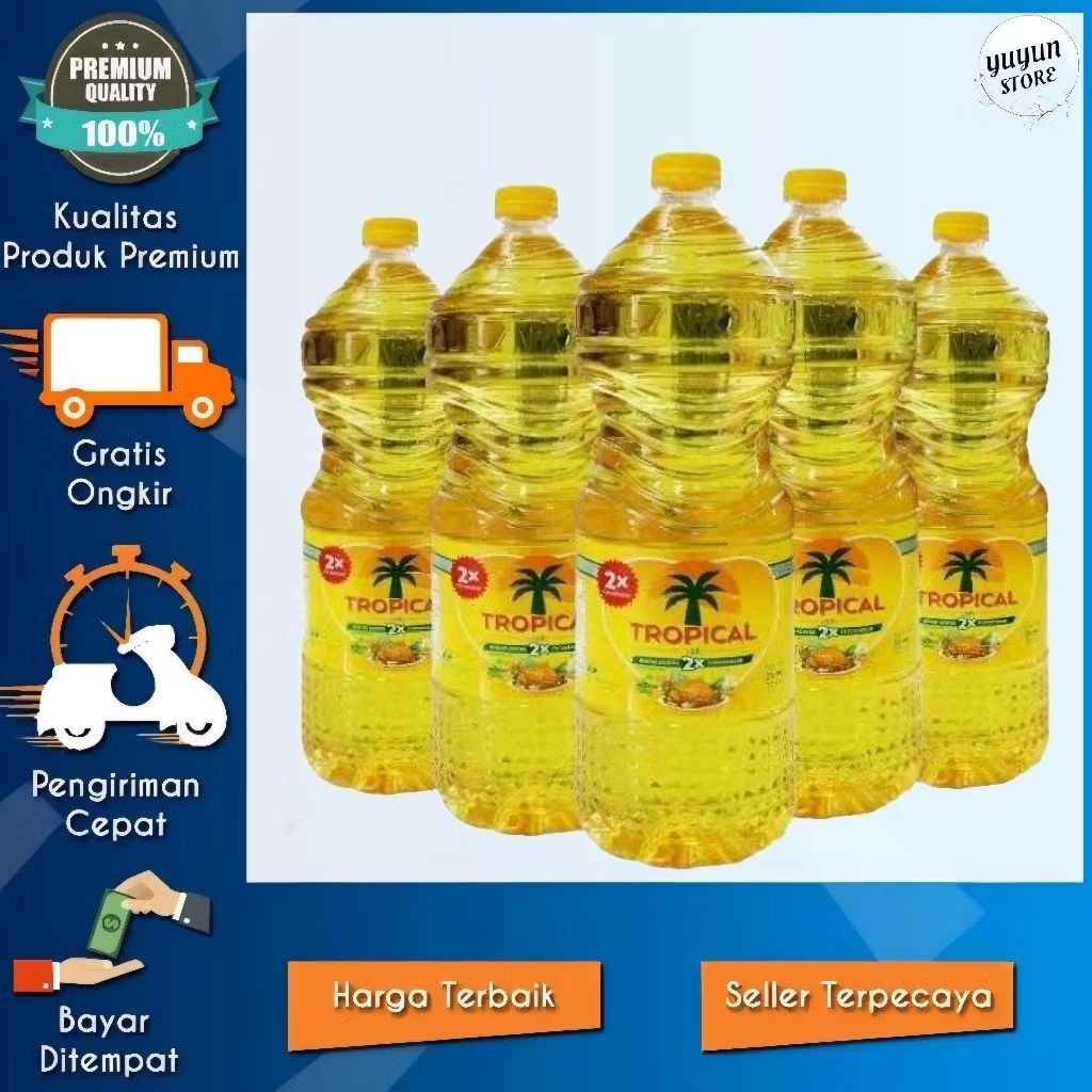 

Paket Hemat Minyak Goreng Tropical 2 Liter kemasan Botol 1 Dus/Kartong Isi Pcs
