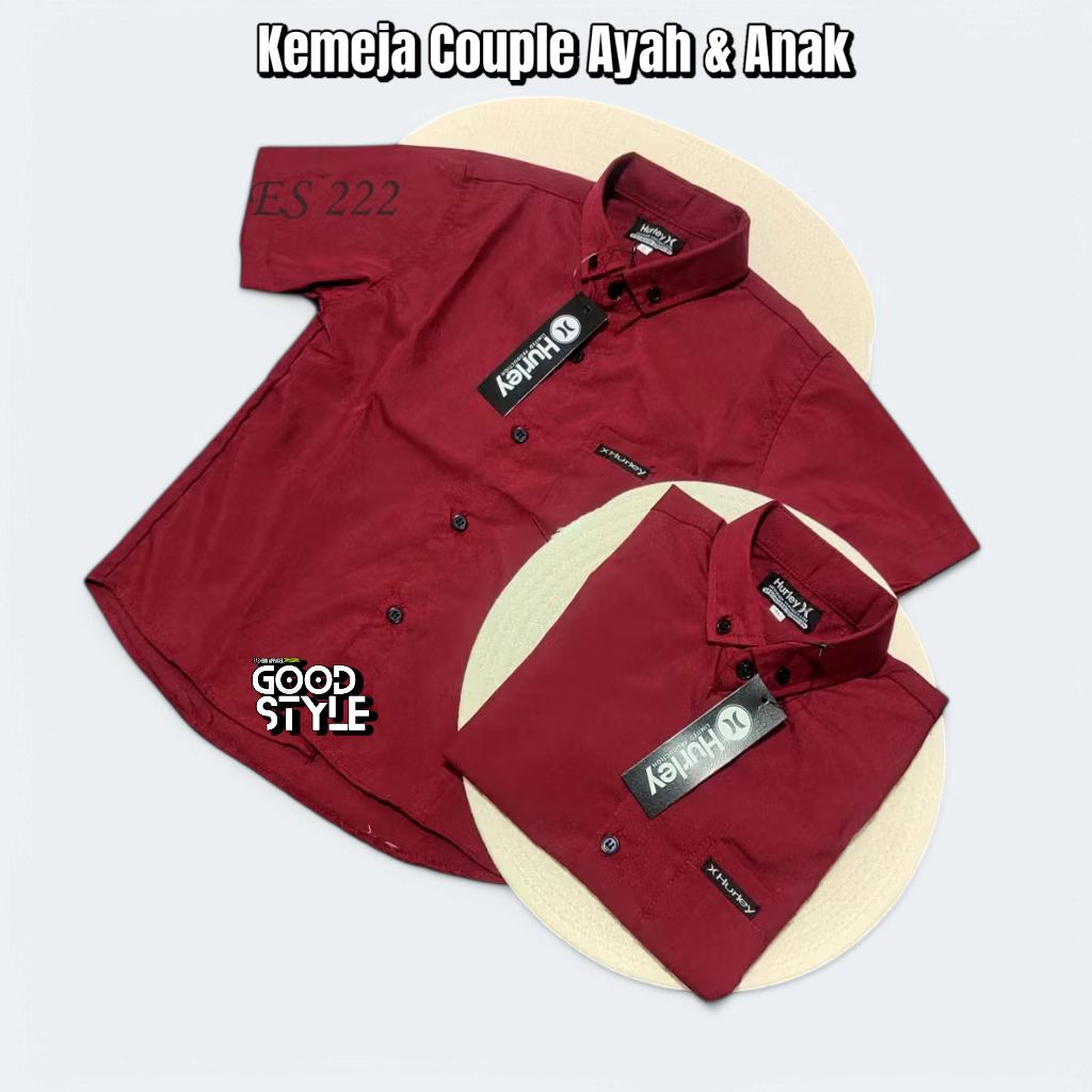 Kemeja Couple Ayah dan Anak Hem polos Lengan Pendek