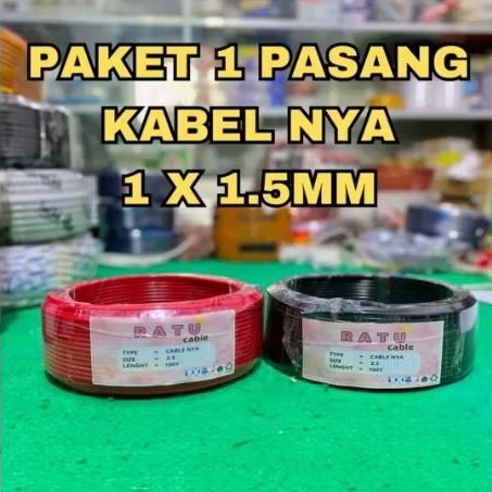 paket 1 pasang 2roll merah dan hitam/kabel listrik tembaga/kabel engkel kawat tunggal isi1 /kabel ny