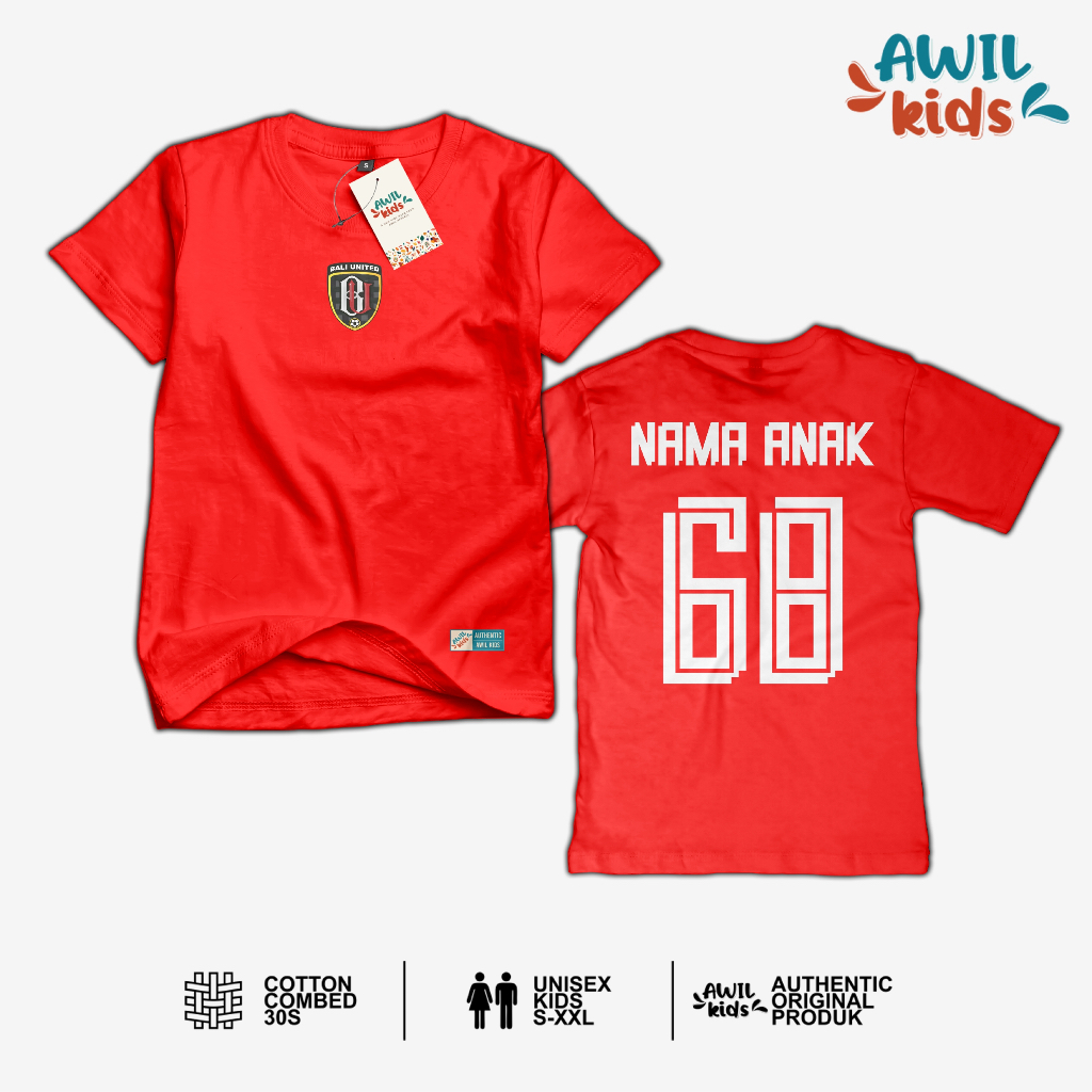 Kaos anak usia 1-10 tahun laki laki perempuan (Bali United)