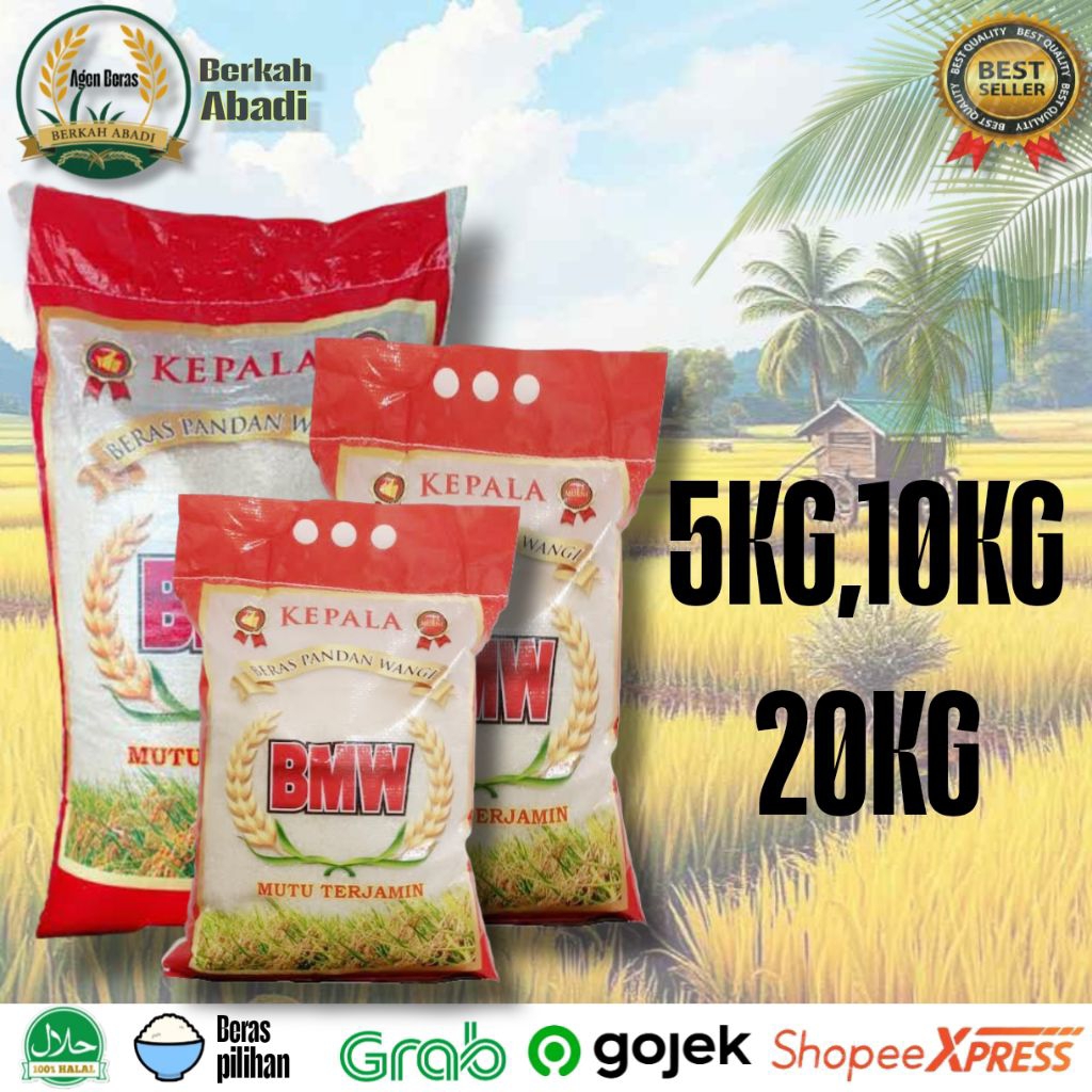 

Beras BMW Hero Pandan Wangi Original 5KG 10KG 20KG Berkualitas Premium - Pulen, wangi & Enak