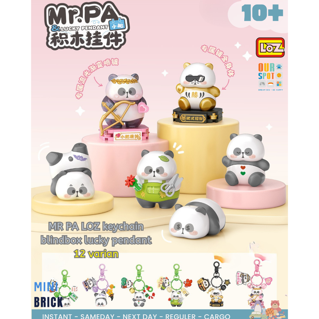 LOZ blind box keychain MR PA - LOZ original - DIY keychain - gantungan kunci Mr. PA lucky pendant (H