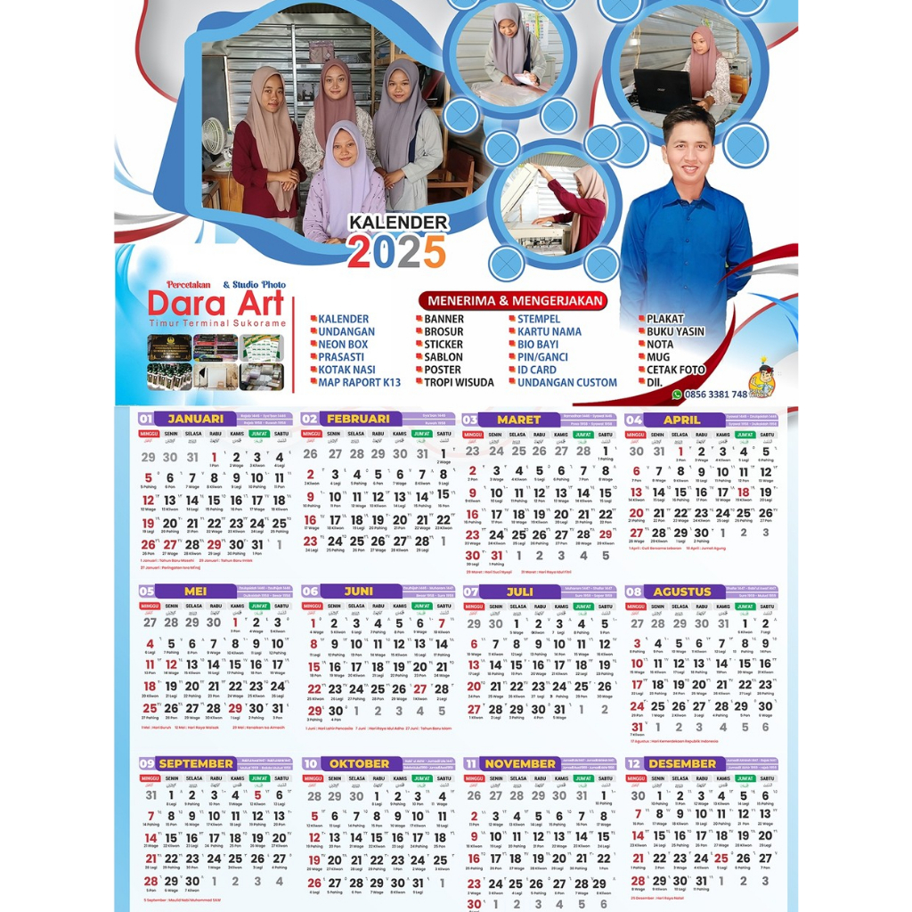 

KALENDER 2026 Bahan UK 38x54 AC260 gsm 1Lembar