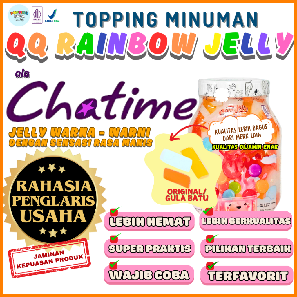 

QQRainbowJellyKonyakuToppingMinumanPelengkap ANSELL Krimer Creamer Bubuk Powder - Rainbow Jelly Original 500 Gram | Cocok Untuk Semua Jenis Minuman 500 Gram