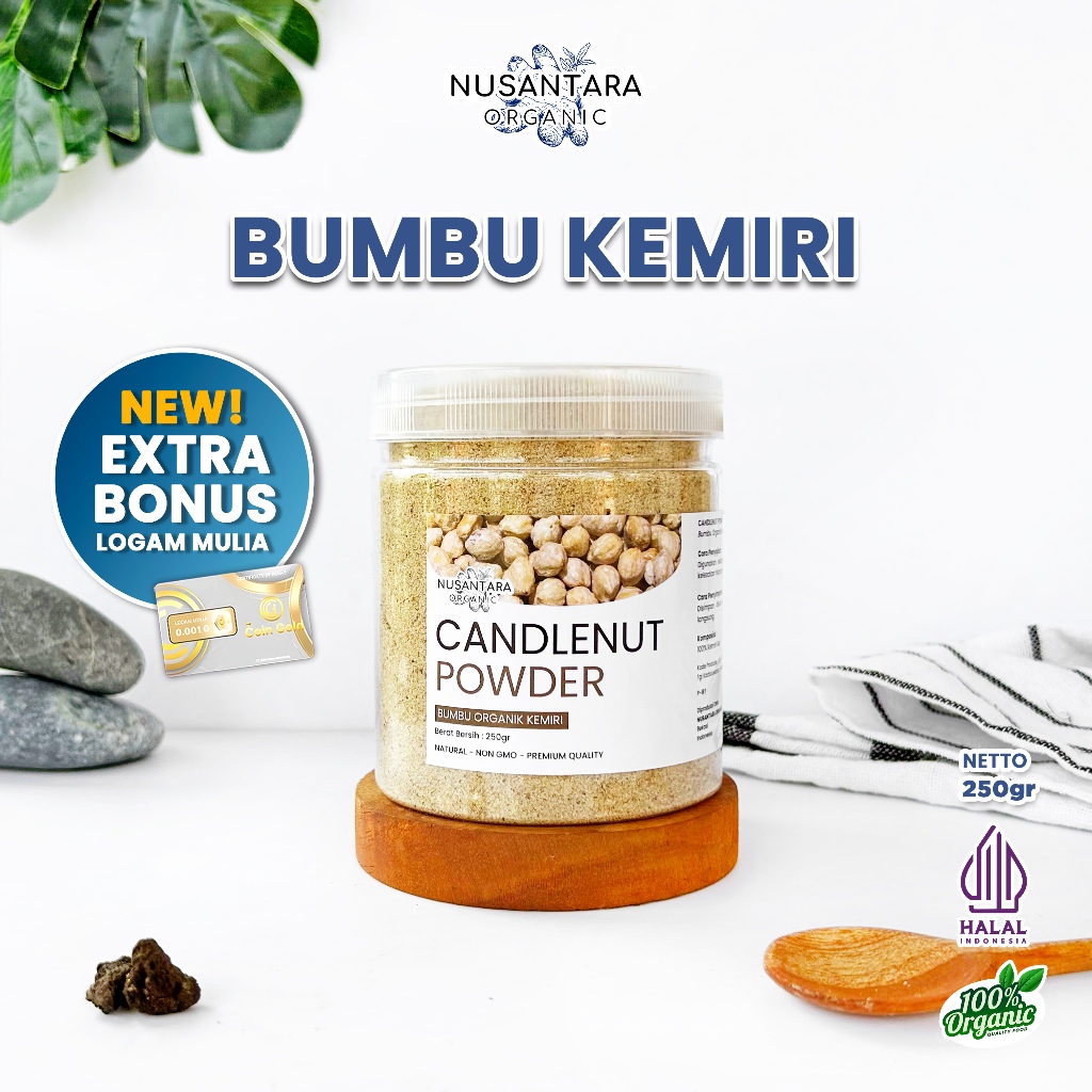 

Nusantara Organic Kemiri Bubuk Candlenut Powder Asli Alami Non Campuran Bumbu Dapur Sehat 250gr
