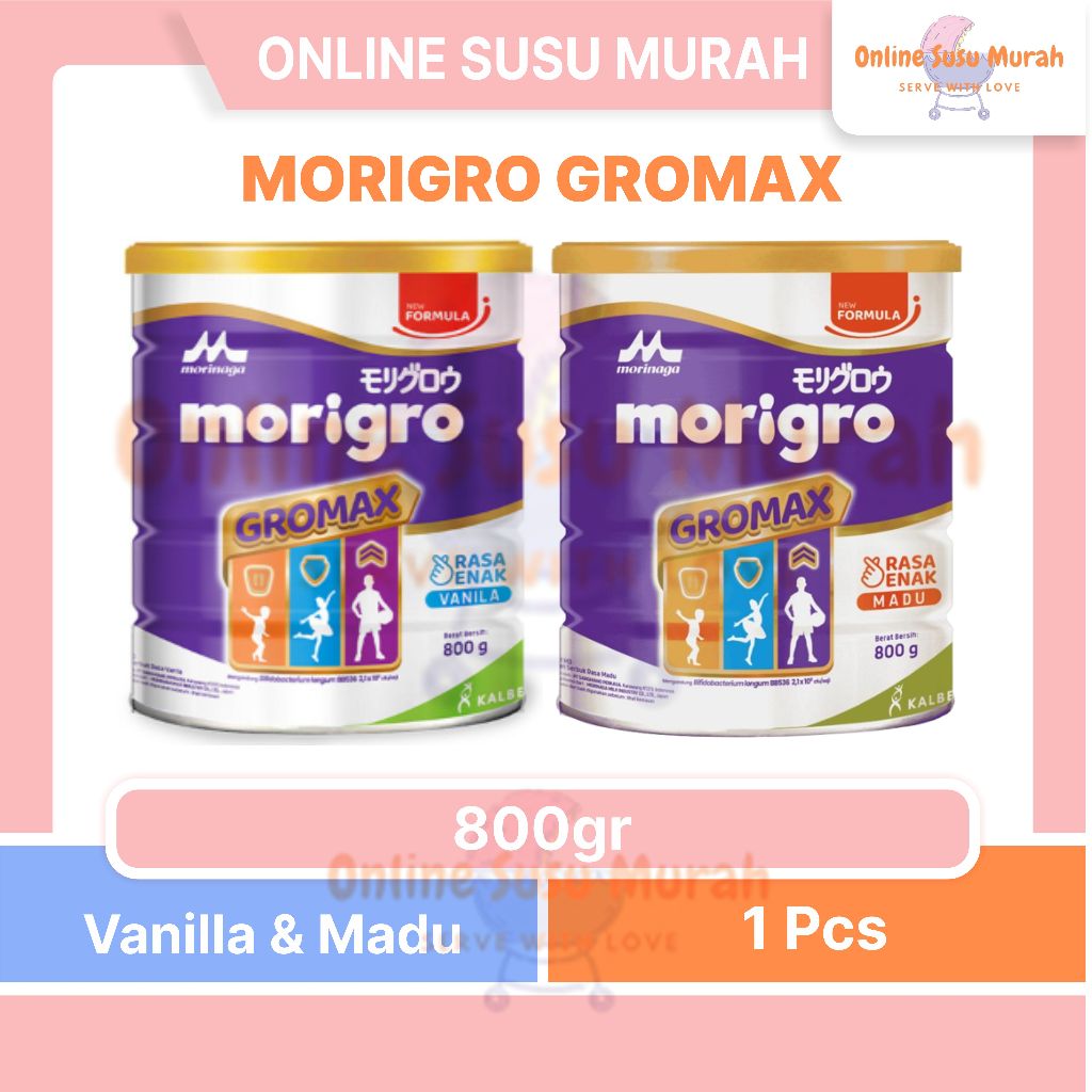 MORIGRO GROWMAX VANILA KALENG MADU KOTAK 800GR MORINAGA MORIGRO SUSU 800GR SSKL TINGGI KALORI