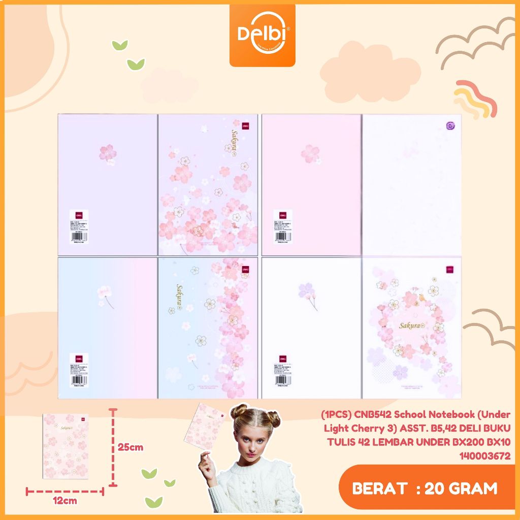 

BUKU TULIS BOXY 42 DELI (1PCS) CNB542 SCHOOL NOTEBOOK (UNDER LIGHT CHERRY 3) ASST,B5,42