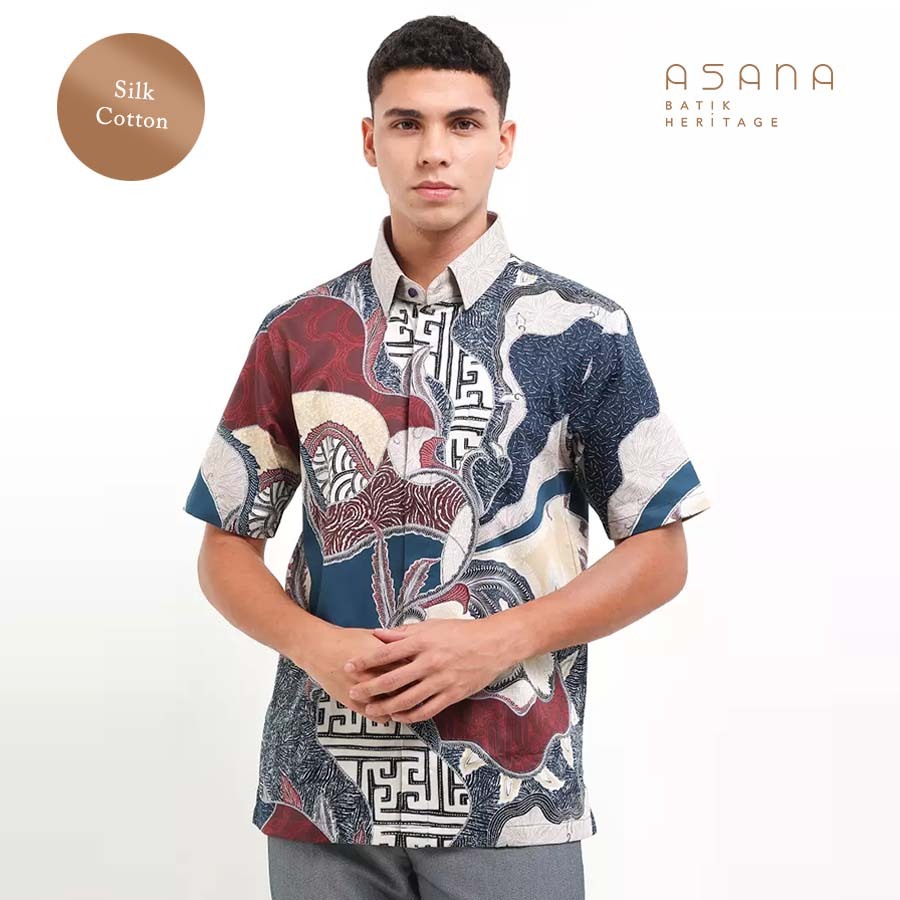 Kemeja Asana Batik Lengan Pendek Amrita - Wine