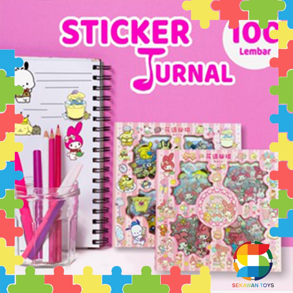 100 Lembar Sticker Jurnal Sanrio Lucu /Stiker Buku Anti Air Karakter 465