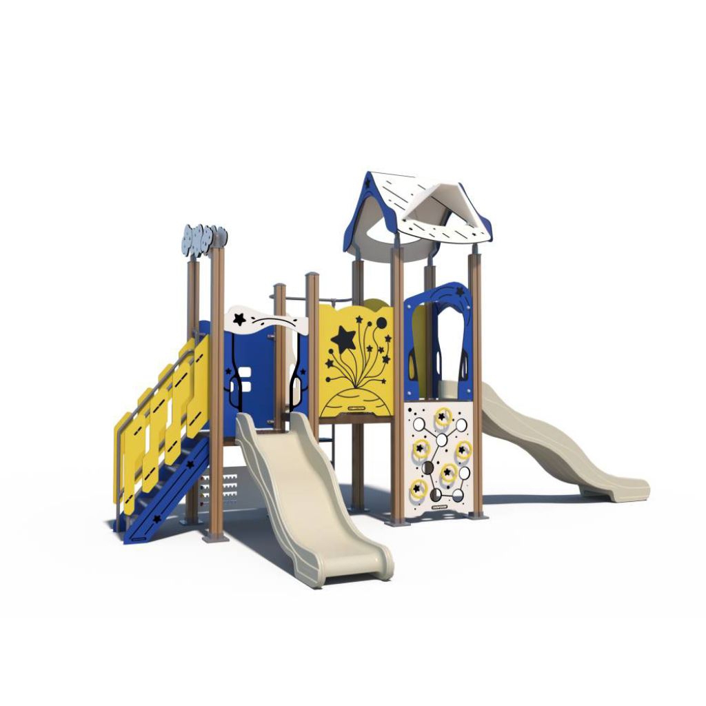 Playground Outdoor/Indoor perosotan karakter rumah, Happy City Indonesia