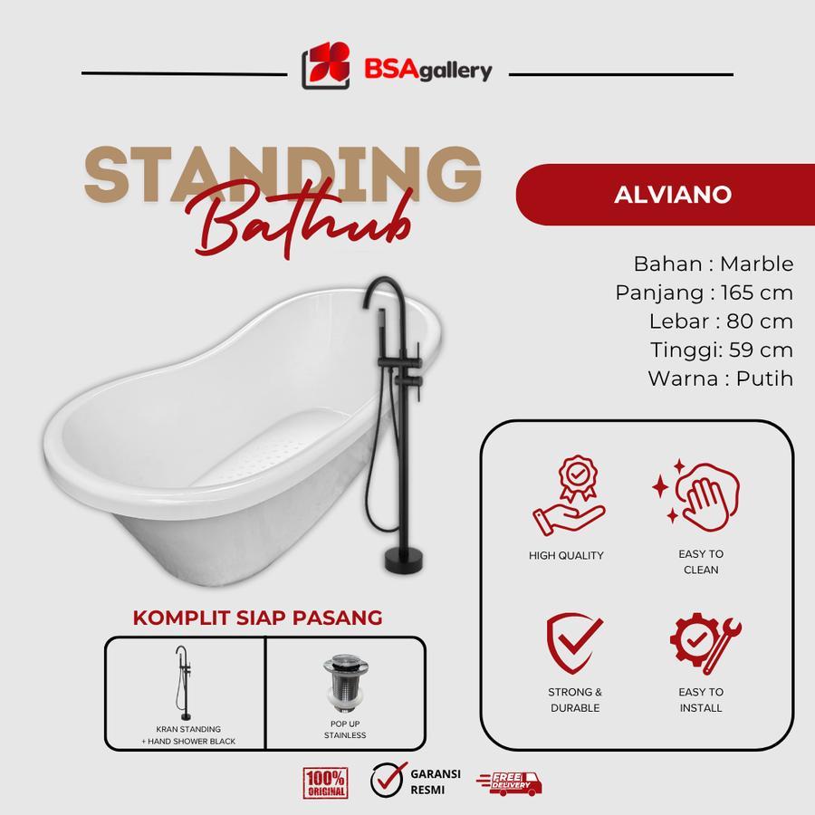 STANDING BATHTUB MARBLE MODEL BARU / STANDING BATHTUB ALVIANO FULL  MARBLE / BAK MANDI BATHTUB