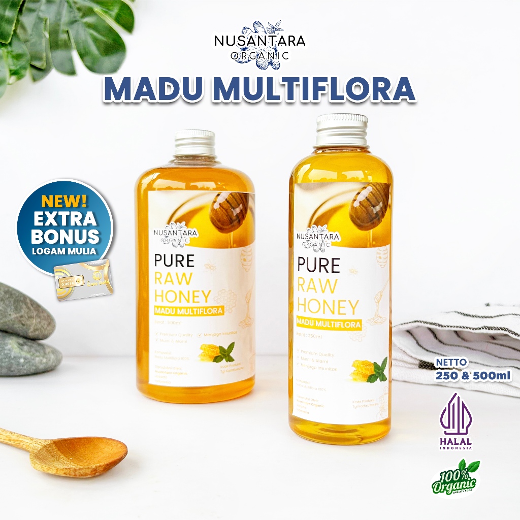 

Nusantara Organic Madu Multiflora Natural Raw Honey Original Murni Alami Multi Flora Asli